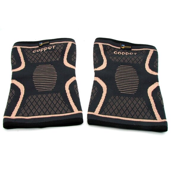 Set 2 Copper Compression Knee Sleeves Sz Lg Sports Recovery Support Circulation - Picture 1 of 7